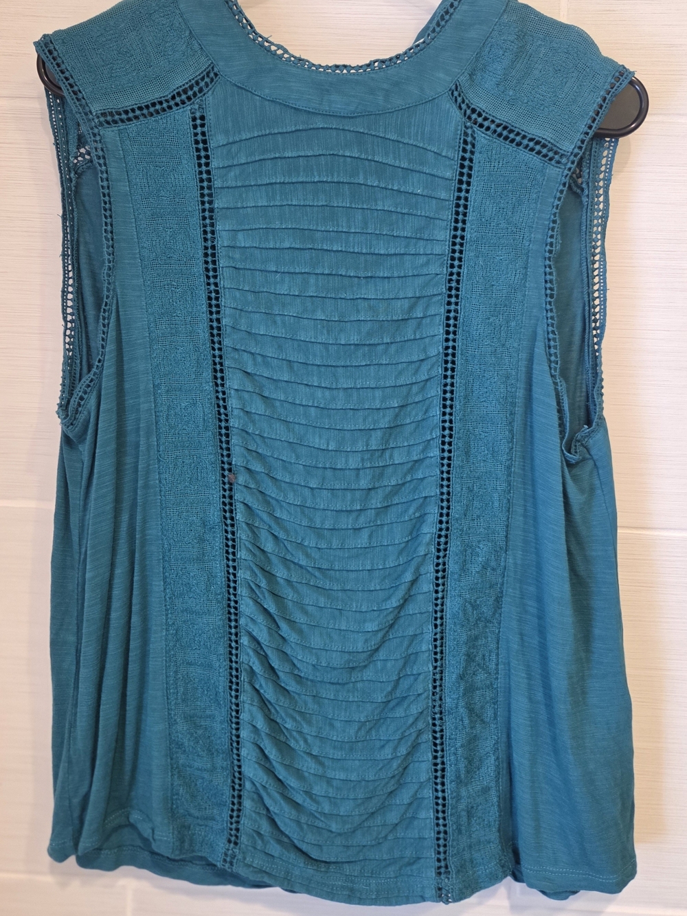 Sundance Teal Crochet-Trim Sleeveless Top Womens Size Large - Picture 2 of 7